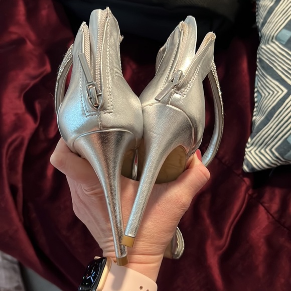 Steve Madden diamanté fancy evening heels silver size 8 - Picture 5 of 5